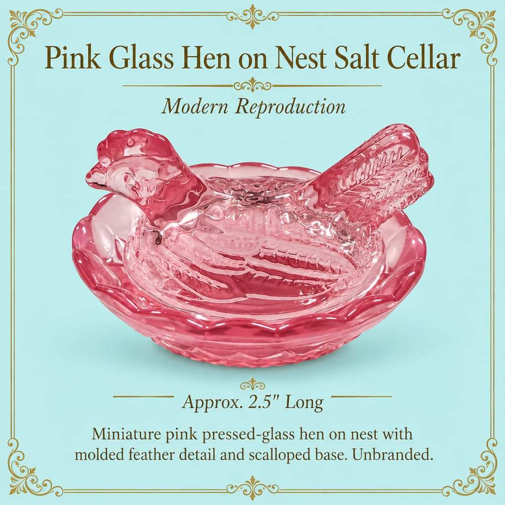 Rose Pink Glass Mini Hen on Nest Covered Candy Dish 2.5”